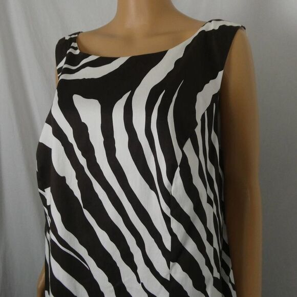 Peter Nygard Plus Size Zebra Print Sheath Dress Brown White Ivory Sleeveless 18 - Picture 3 of 12
